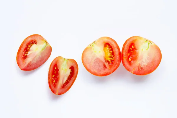 Verse Tomaten Witte Achtergrond Kopieerruimte — Stockfoto