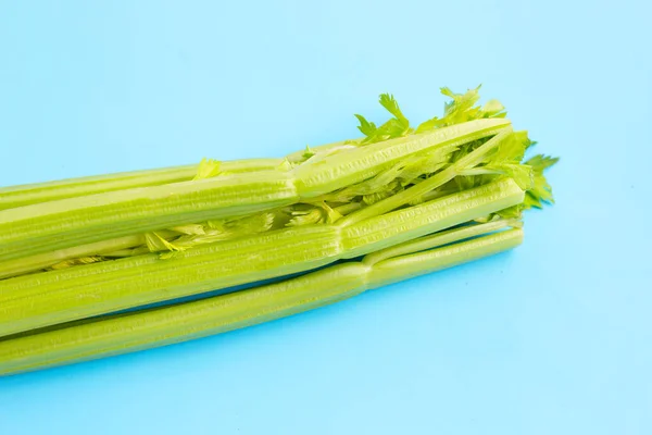 Fresh Celery Blue Background Top View — Stock Fotó