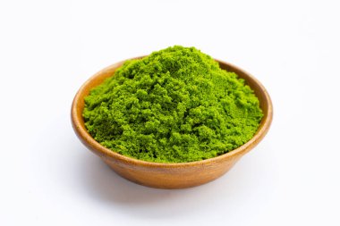 Beyaz arkaplanda Wolffia globosa veya Water Meal.