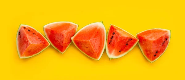 Watermelon Yellow Background Top View — Stock Photo, Image