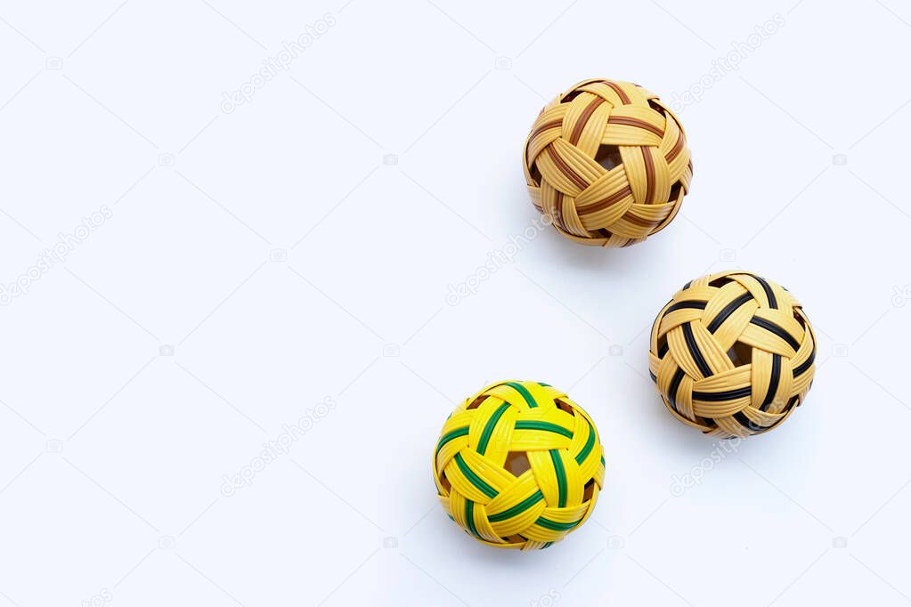 Rattan balls on white background.