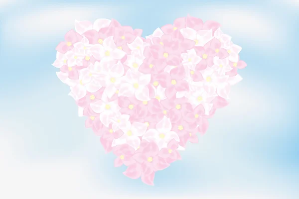 Coração de flores de hortensia —  Vetores de Stock