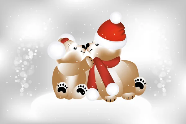 Adorable-teddies-on-Christmas — Stock Vector