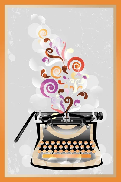 Retro typewriter poster — Stock Vector