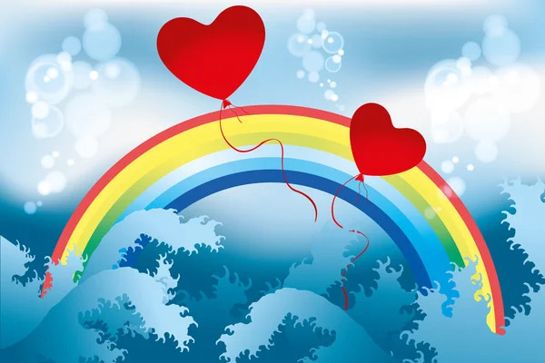 Arc-en-ciel coeur fond — Image vectorielle