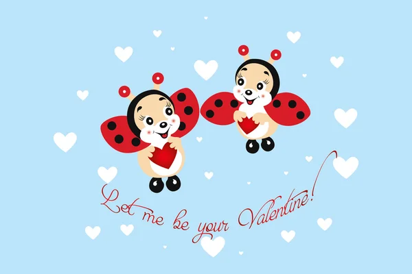 Coccinelle innamorate - San Valentino — Vettoriale Stock