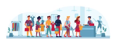 Giyim mağazası kuyruğu, kasiyer kuyruğu