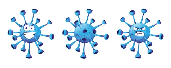 Emoticon coronavirus bacteriën geïsoleerd covid virus — Stockvector