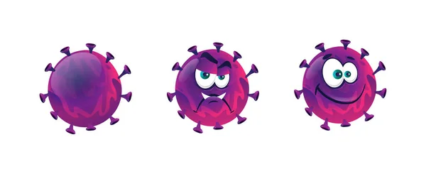 Cartoon virus geïsoleerde coronavirus bactria kiem — Stockvector