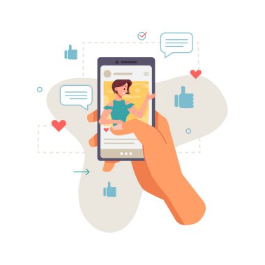 Uygulama akıllı telefonu elinde sosyal ağ sohbeti