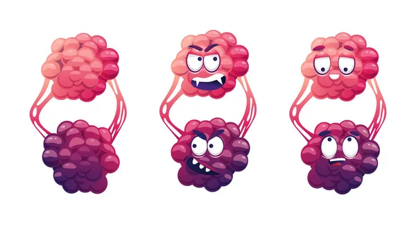 Virus bacteria, angry with sharp teeth and smiling — Wektor stockowy