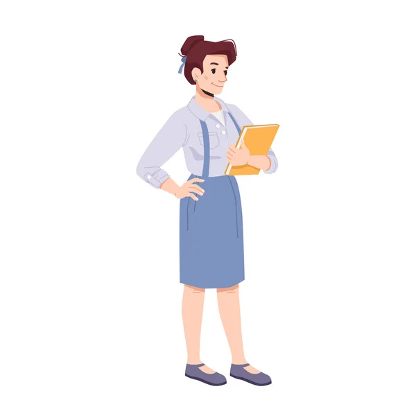 Business woman holding file with documents vector — Stock Vector