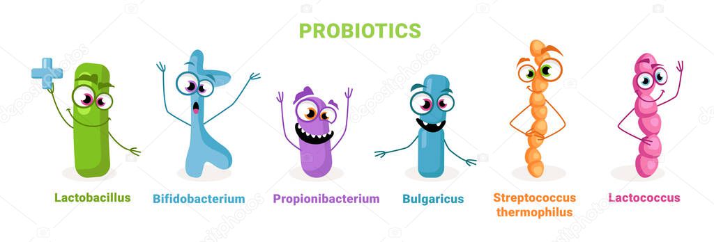 Probiotic bacterium microscopic cells emoji set