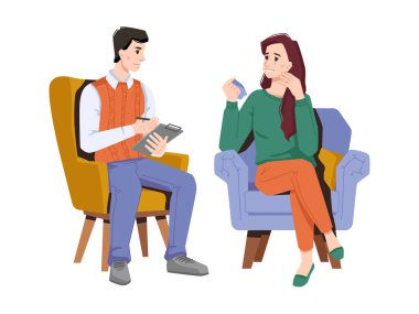 Psikolog, ağlayan ve şikayet eden kadın.