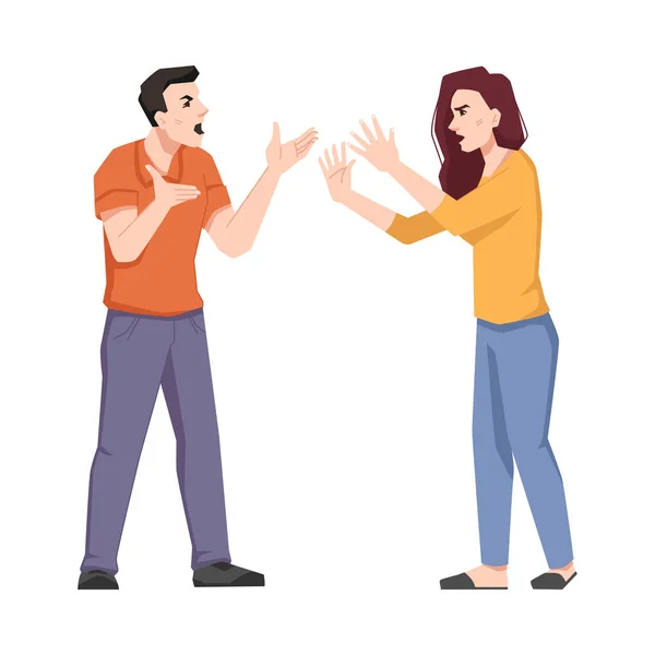 Family conflict quarreling couple screaming people — Stock Vector