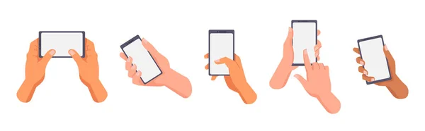 Mueltietnisk ras användare med smartphones i händerna — Stock vektor
