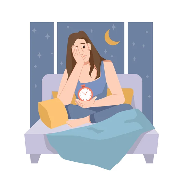Trouble du sommeil, insomnie ou anxiété la nuit — Image vectorielle