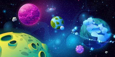 Uzay, evren ve galaksi yıldızlarında fantezi gezegeni