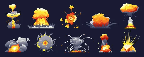 Explosioner och sprängningar av bomber — Stock vektor