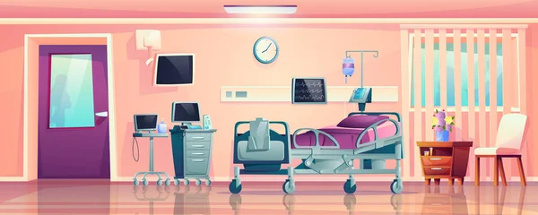 Interior ruang bangsal rumah sakit, peralatan medis - Stok Vektor
