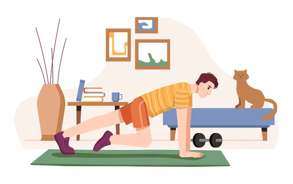 Push-ups of bergbeklimmer, home sport training — Stockvector