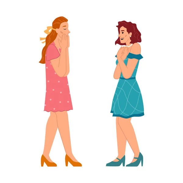 Personajes femeninos charlando y expresando sorpresa — Vector de stock