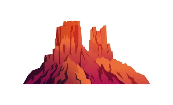 Paisaje de desierto, rocas rojas de montaña aisladas — Vector de stock