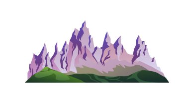 Kayalık dağların köpek balığı tepeleri, yeşil çimen tepeleri