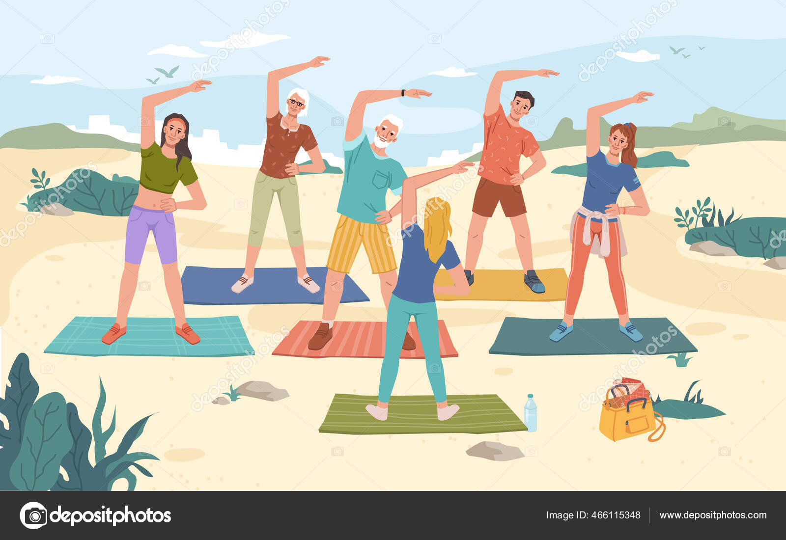 People doing physical activity outdoors men Vector Image
