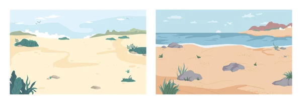 Комплект летних пляжей, прибрежные береговые линии — стоковый вектор