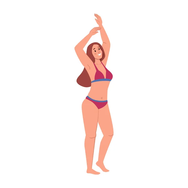 Normaal lichaam vrouw in bikini geïsoleerd — Stockvector