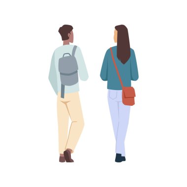 Female students in casual cloth discuss university clipart