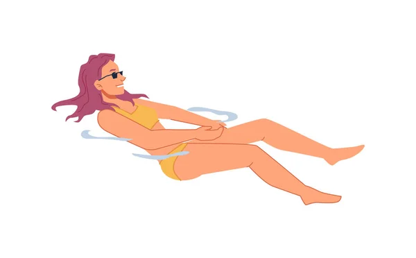 Γυναίκα κολύμπι στην πλάτη, καλοκαιρινές διακοπές αναψυχής — Διανυσματικό Αρχείο