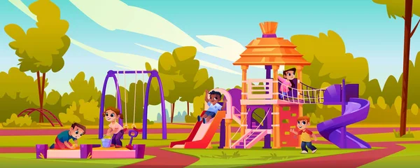 Barn leker på lekplatsen på dagis — Stock vektor
