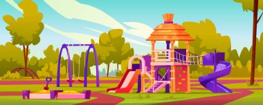 Slaytlı ve salıncaklı anaokulu çocuk parkı