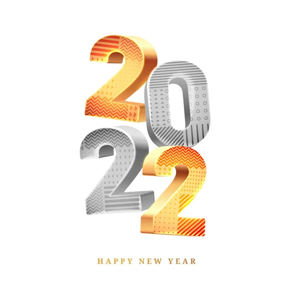 2022 Happy New Year calendar 3D vector text — Stock Vector