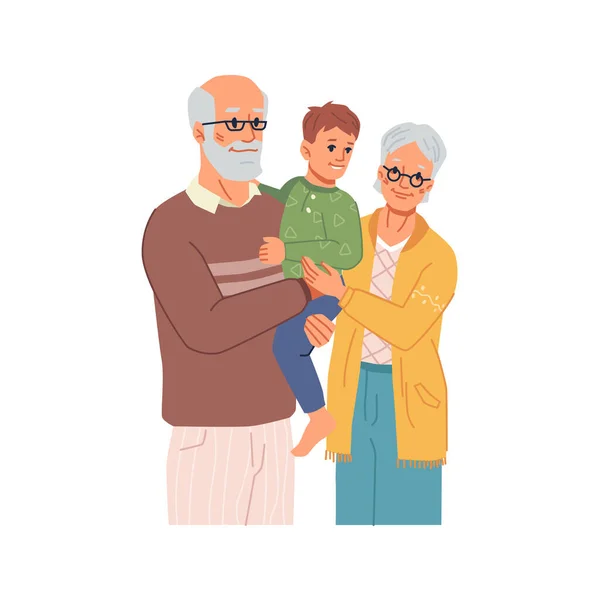 Abuelo y abuela con nieto en las manos — Archivo Imágenes Vectoriales