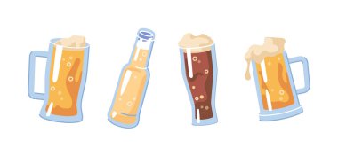 Bira bardakları, açık ve koyu, soluk bira içeceği.