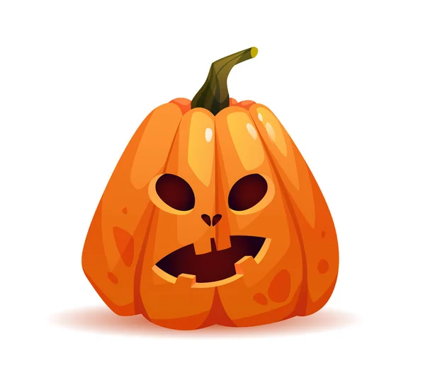 Halloween pumpkin with shocked emotion on face — Stock Vector