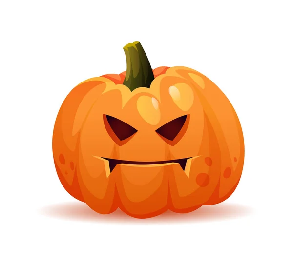 Evil halloween pumpkin with frown emotion vector — Stock Vector