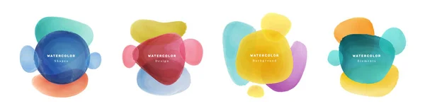 Watercolor liquid shape blobs compositions design — Vettoriale Stock