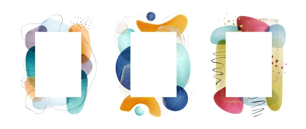 Watercolor abstract frame shapes design vector — Vettoriale Stock