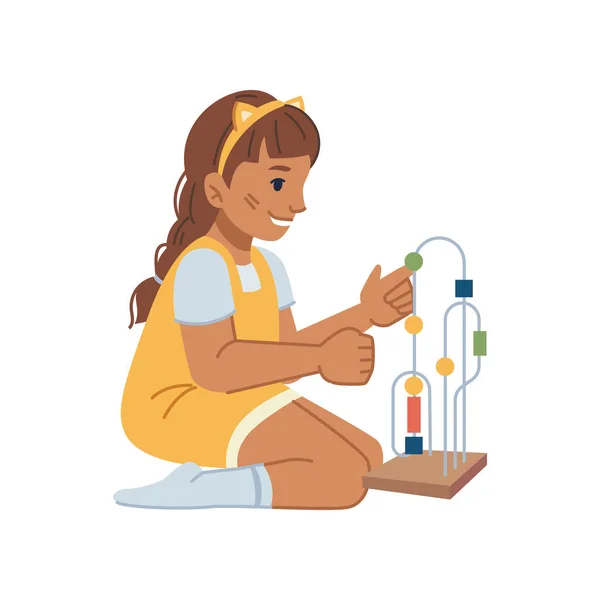 おもちゃで遊んでいる幼稚園の女の子,教育 — ストックベクタ