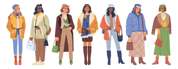 Femmes tissu de mode hiver chaud collection vogue — Image vectorielle