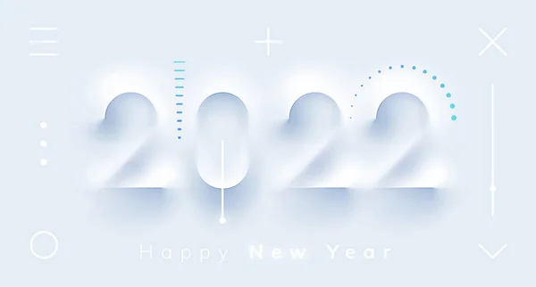 2022 New Year numbers neumorphism liquid paper — Stock Vector
