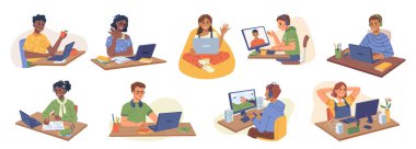 Çevrimiçi çalışma, ödev, bilgisayar eğitimi.