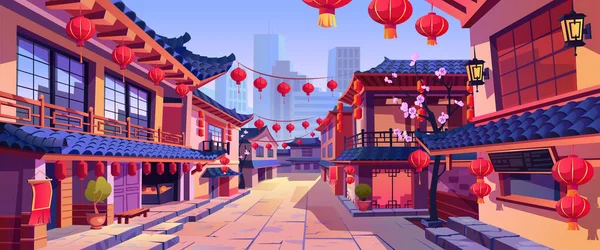 Nouvel an chinois célébration des vacances, maisons — Image vectorielle