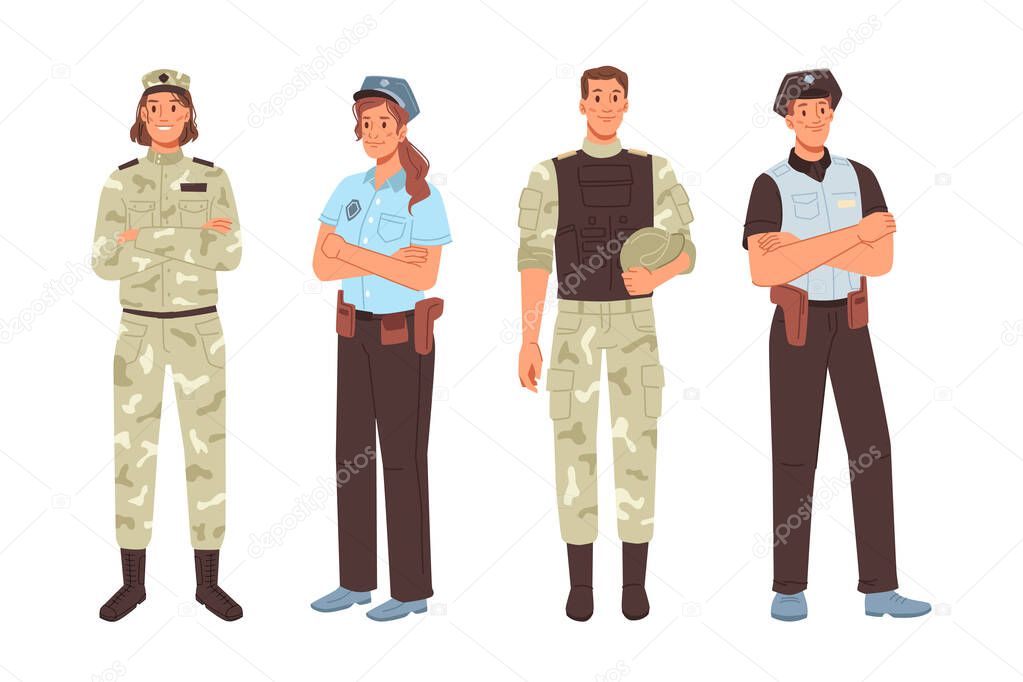 Military sergeant army officer, police man woman