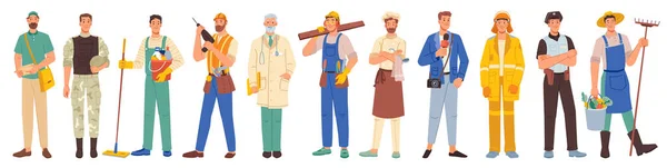 Diferentes ocupaciones, hombres trabajadores profesiones establecidas — Vector de stock