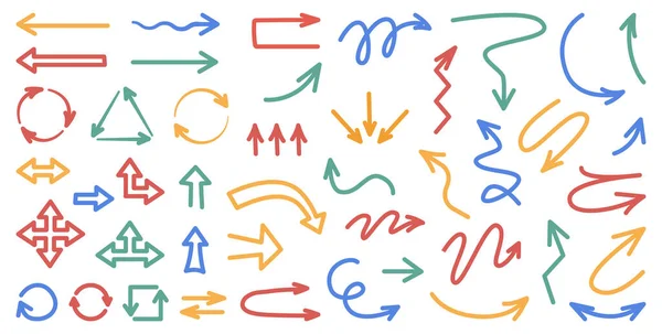 Flèches ou pointeurs isolés plat icônes de dessin animé ensemble — Image vectorielle